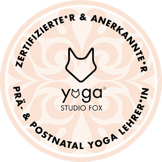 Siegel: Zertifizierte und anerkannte Prä- und Postnatal-Yogalehrerin, Yoga Studio Fox